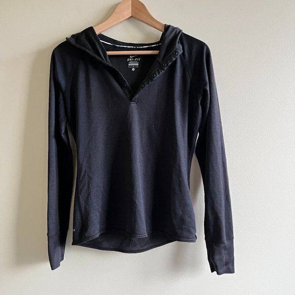 Nike Women's Wool Dri-FIT Soft Hand Running Hoodie Shirt, Black Size‎ L - Picture 1 of 9